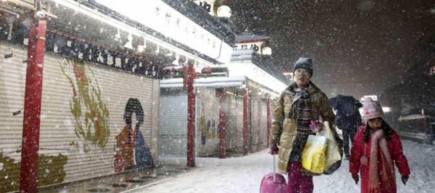 Cae nieve en Tokio en noviembre por primera vez en 54 años